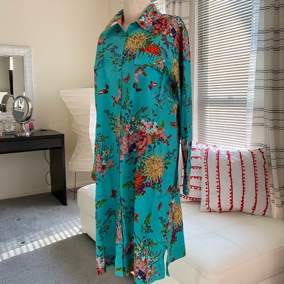 Soft Surroundings Floral Butterfly Shirt Dress Get Ready for Spring MEDIUM - Picture 4 of 9